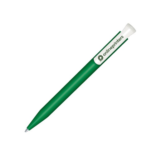Stylo  bille vert en bio plastique avec mcanisme  bouton-poussoir.