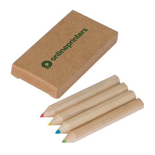 Crayons de couleur couleur bois dans une bote en carton.