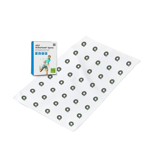 Serviette de sport blanche en microfibre, absorbante et � s�chage rapide.