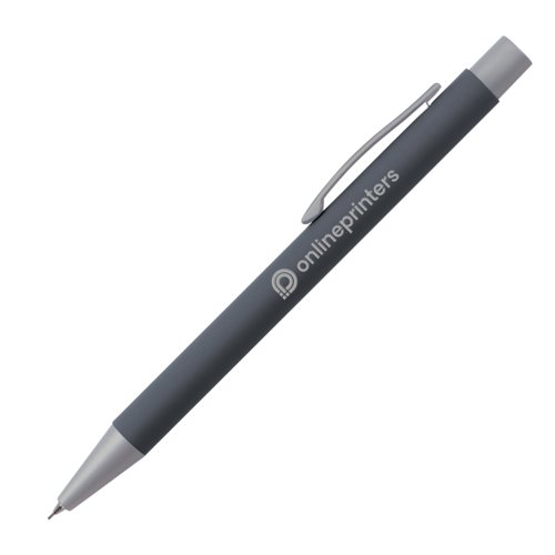 Porte-mine anthracite avec clip et mcanisme poussoir de mine.
