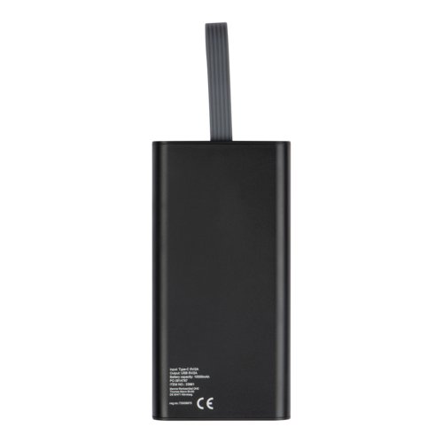 Batterie externe transparente avec ports USB et dragonne.