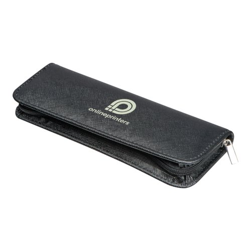 Trousse noire en RPU avec fermeture clair.