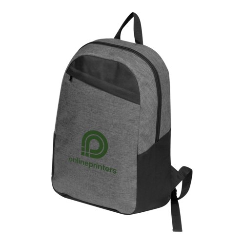 Sac  dos en tissu gris avec compartiment zipp et bretelles rglables.
