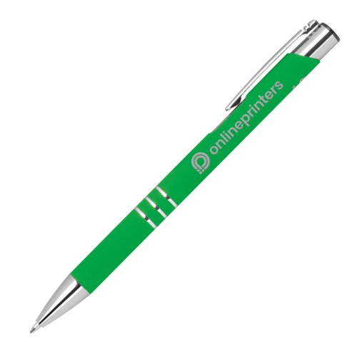 Stylo gel vert avec dtails en mtal et capuchon.