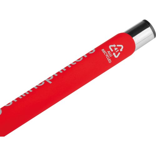 Stylo gel rouge  motif avec capuchon amovible.
