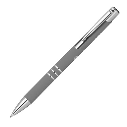 Stylo gel anthracite avec clip et mcanisme  poussoir.