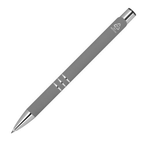 Stylo gel anthracite avec dtails en mtal et bouton poussoir.