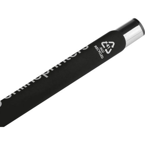 Stylo gel noir avec encre semi-liquide et capuchon.