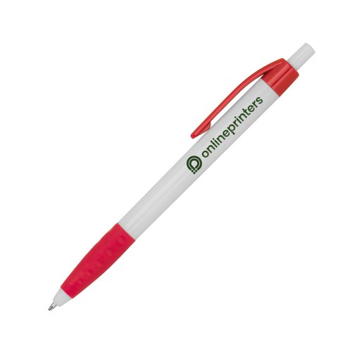 Stylo  bille en plastique rouge avec clip.