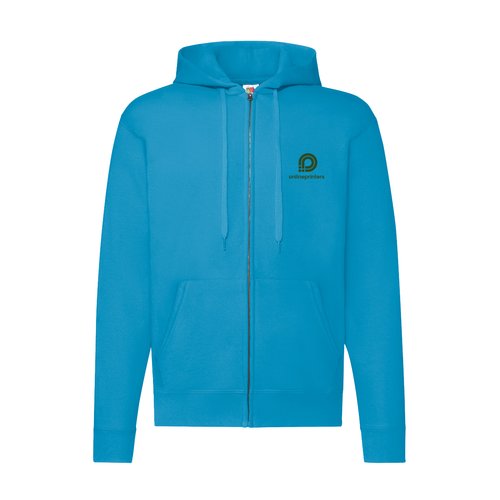 Sweat  capuche bleu azur en mlange de coton avec fermeture clair.