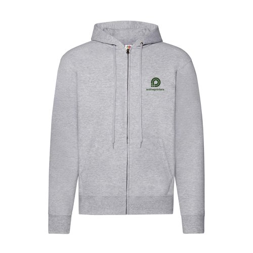 Veste  capuche zippe intgrale en mlange de coton chin gris pour hommes.