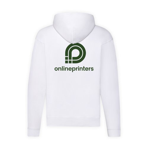 Veste  capuche blanche en mlange de coton pour hommes avec fermeture clair complte.