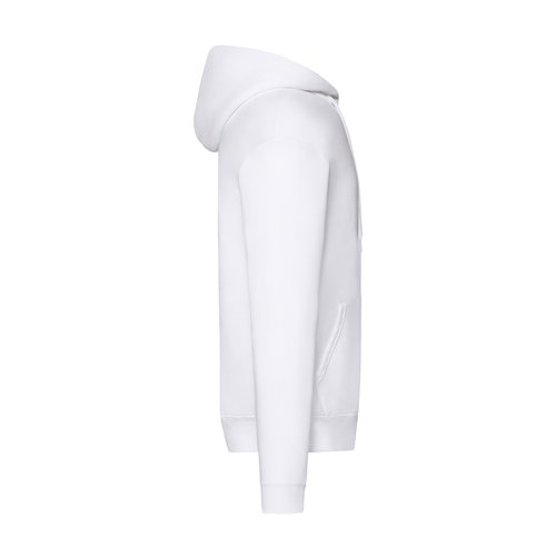 Veste  capuche blanche en mlange de coton pour hommes avec fermeture clair intgrale et poches.
