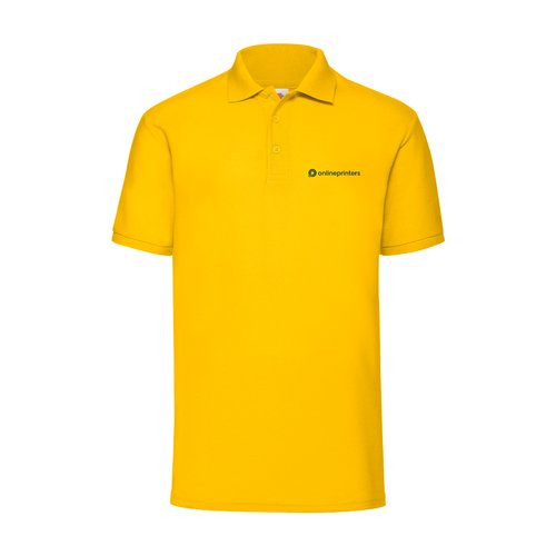 Polo piqu jaune en polyester-coton avec courte patte boutonne.