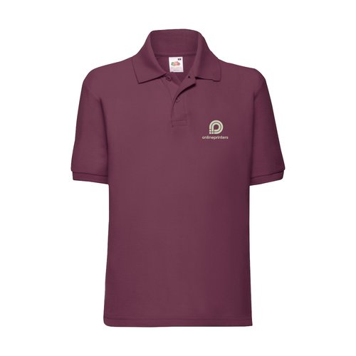 Polo pour enfants bordeaux en mlange de polyester et coton avec texture pique.