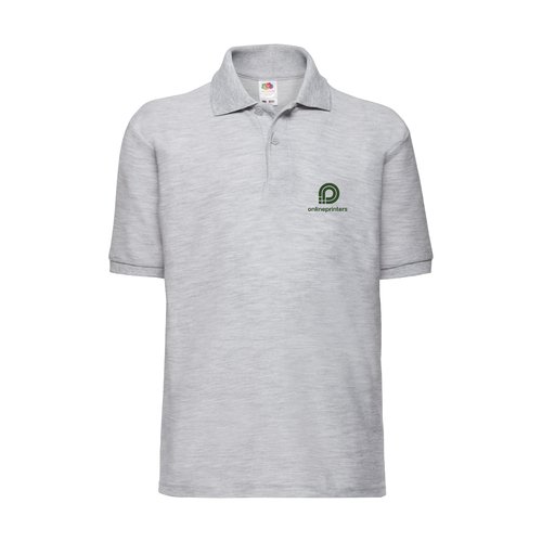 Polo enfant gris chin en mlange polyester-coton  manches courtes.