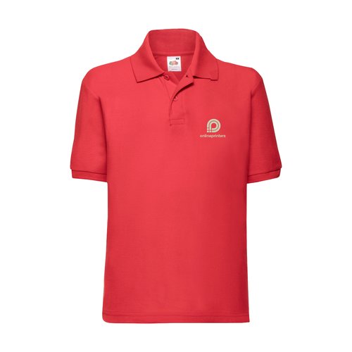 Polo rouge pour enfant en coton mlang avec manches courtes.