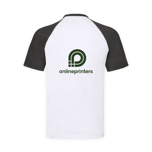 T-shirt blanc en coton avec manches raglan noires pour hommes.