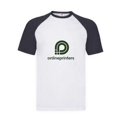 T-shirt en coton blanc/navy avec manches raglan courtes pour hommes.