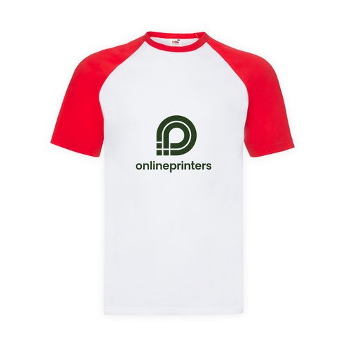 T-shirt en coton blanc et rouge avec manches raglan courtes pour homme.