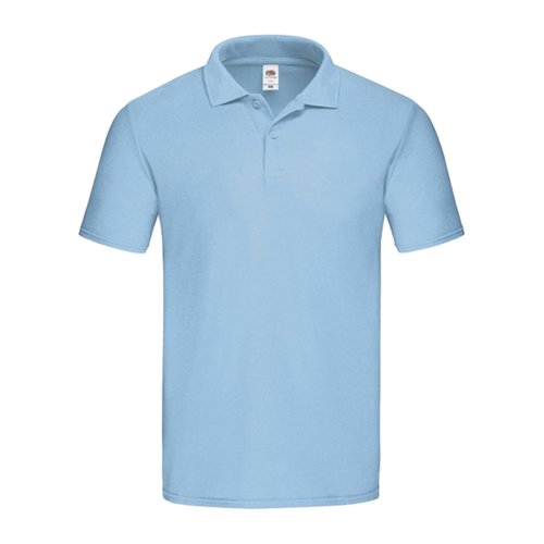Polo en coton bleu ciel pour homme avec courte patte boutonne.