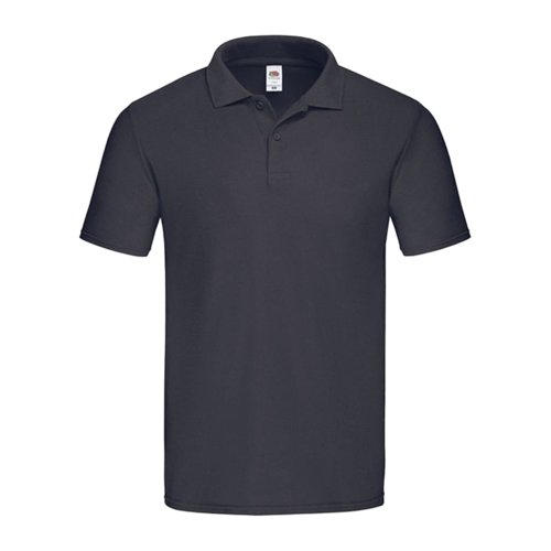 Polo en coton noir-bleu pour hommes avec manches courtes et patte boutonne.
