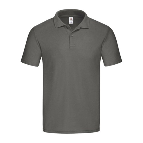Polo en coton gris fonc avec patte de boutonnage.