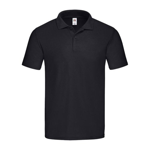 Polo noir en coton avec courte patte de boutonnage.