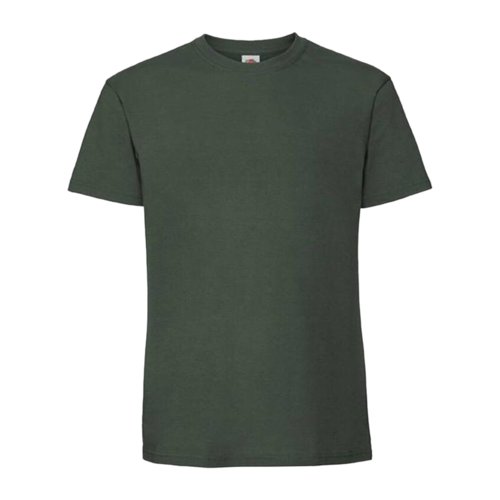 T-shirt en coton vert fonc avec manches courtes et encolure ronde.