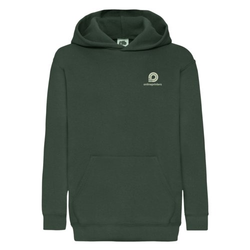 Sweat  capuche vert fonc en tissu mlang avec capuche et poche kangourou.
