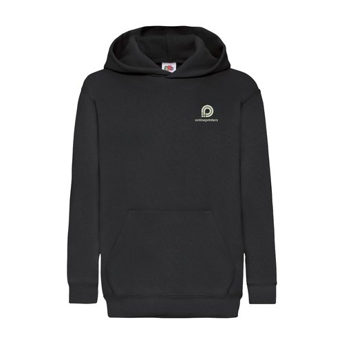 Sweat  capuche noir pour enfant en mlange de coton avec poche kangourou.