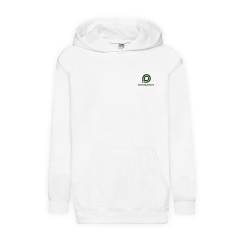 Sweat  capuche blanc en mlange de coton pour enfants avec capuche et poche kangourou.