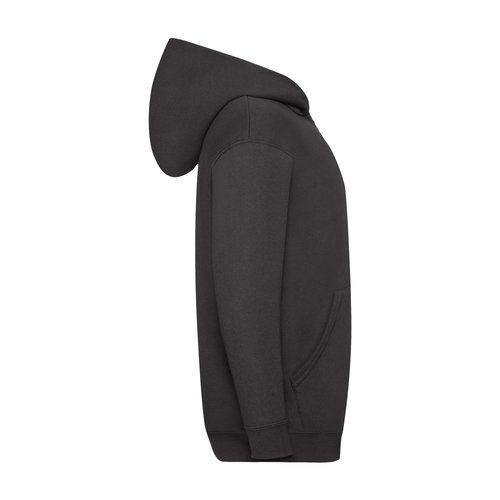 Veste de survtement noire en mlange de coton avec capuche et fermeture clair intgrale pour enfants.