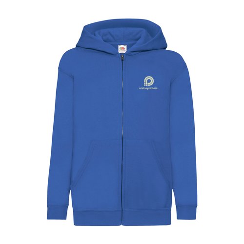 Veste molletonne bleu roi en mlange de coton avec capuche et fermeture clair intgrale.