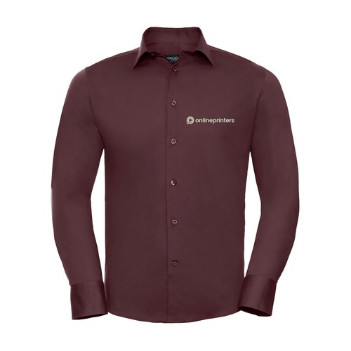 Chemise bordeaux pour homme en mlange de coton  manches longues.