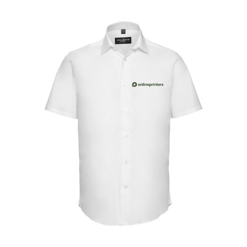 Chemise blanche  manches courtes en coton avec patte boutonne pour hommes.