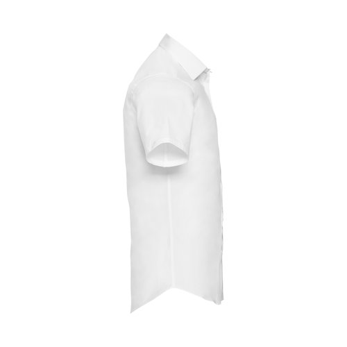 Chemise blanche  manches courtes en mlange de coton.