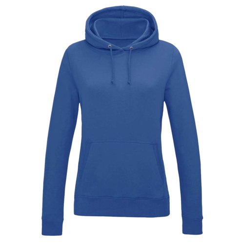 Sweat  capuche bleu roi en coton-polyester pour femme avec capuche et poche kangourou.