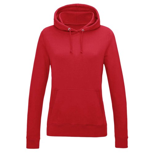 Sweat  capuche rouge en coton-polyester pour femmes avec capuche et poche kangourou.