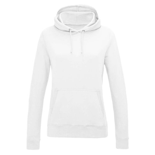 Sweat  capuche blanc en coton-polyester avec capuche et cordon de serrage.