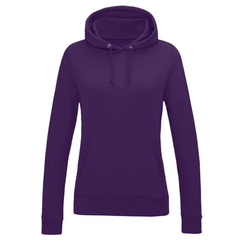 Sweat-shirt violet en coton et polyester avec capuche et poche kangourou.