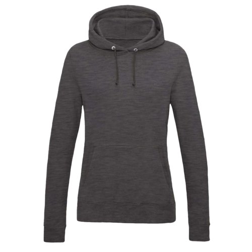 Sweat  capuche anthracite pour femme en mlange de coton avec capuche et cordon de serrage.