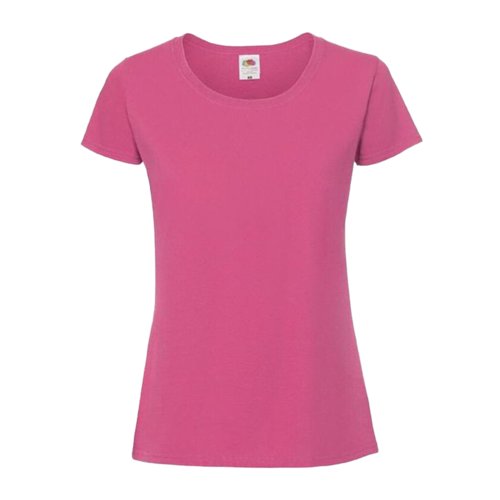 T-shirt en coton fuchsia pour femme avec manches courtes.