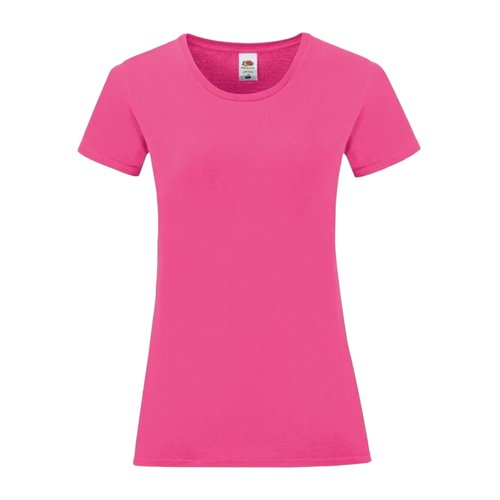 T-shirt en coton fuchsia pour femmes avec manches courtes.