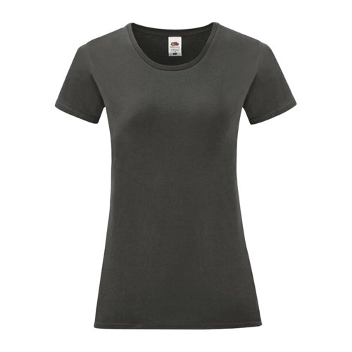 T-shirt en coton gris fonc pour femme avec manches courtes.
