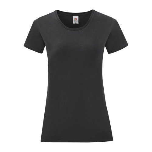 T-shirt noir en coton pour femmes avec manches courtes.