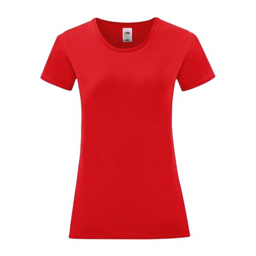 T-shirt rouge en coton pour femmes avec manches courtes.