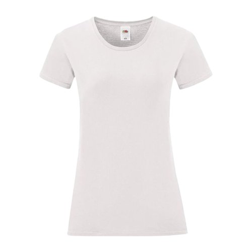T-shirt blanc en coton pour femmes avec manches courtes et col rond.