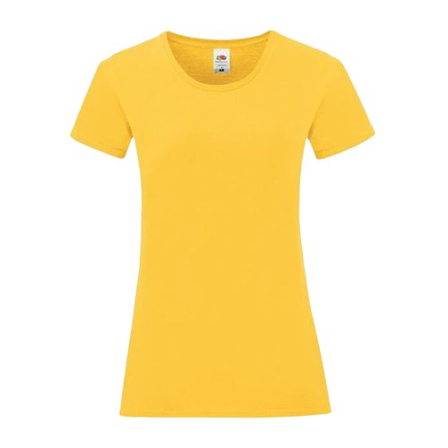 T-shirt jaune en coton pour femmes avec manches courtes.