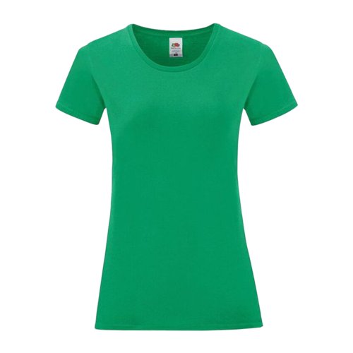 T-shirt vert en coton pour femmes avec col rond et manches courtes.